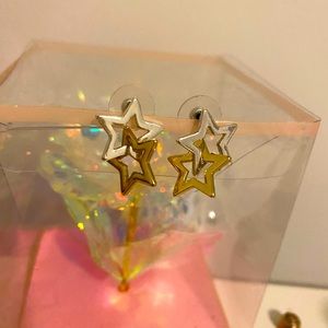 Sterling & Yellow Gold Star Earrings
